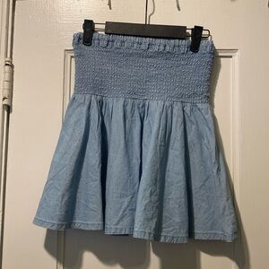 Smocked linen skirt